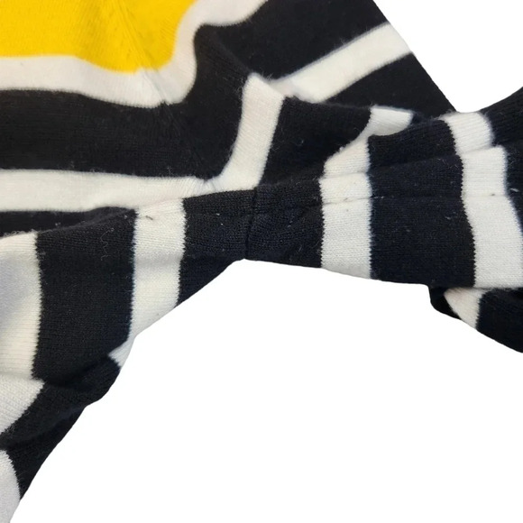 Red Button Cardigan Size L Yellow Block Black White Striped Long Sleeve *READ* - Picture 15 of 16